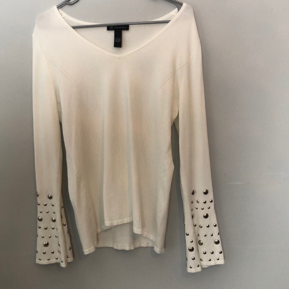 INC International Concepts Nearly-White V-Neck Top